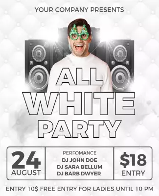 All White Party Celebration Flyer Template