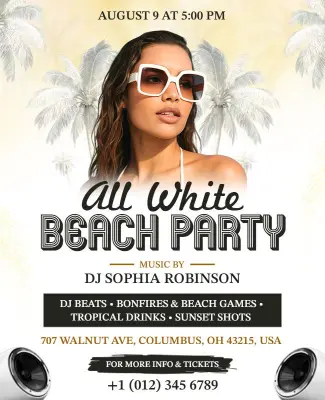 All White Summer Beach Party Flyer Template