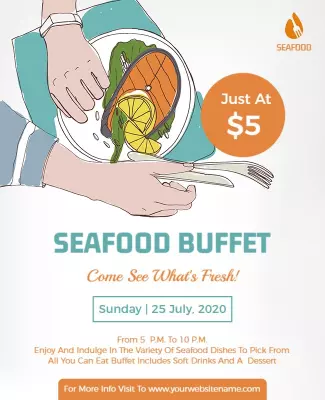 All You Can Eat Seafood Buffet Flyer Template