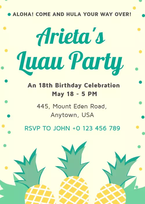 Aloha Tropical Luau Birthday Celebration Invitation Template