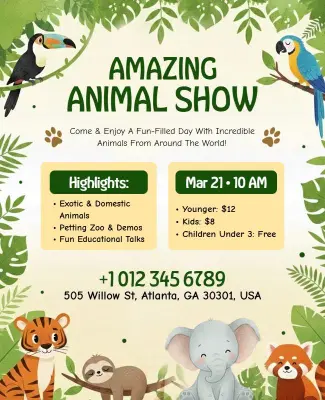 Amazing Animal Show Family Event Flyer Template
