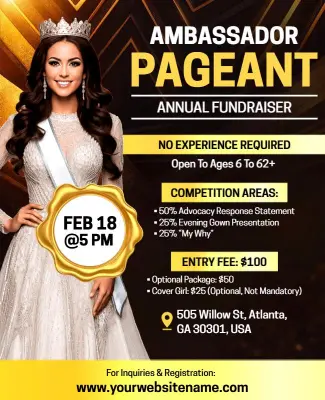 Ambassador Pageant Annual Fundraiser Poster Template