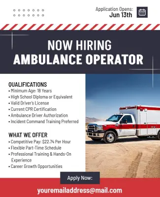 Ambulance Operator Hiring Announcement Flyer Template