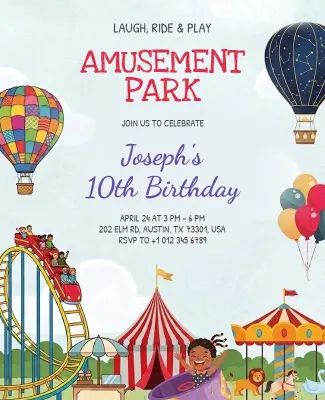 Amusement Park Birthday Invitation Flyer Template
