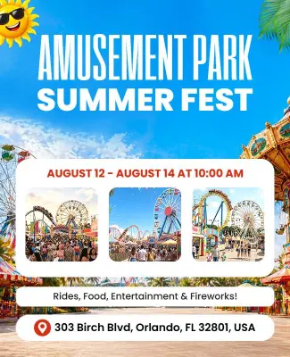 Amusement Park Summer Festival Poster Template