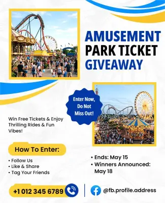 Amusement Park Ticket Giveaway Poster Template