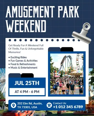 Amusement Park Weekend Event Poster Template