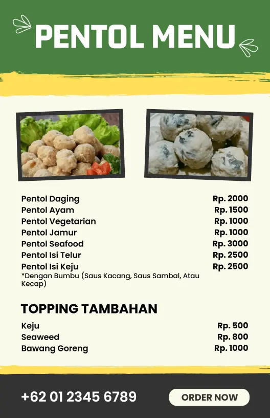 Aneka Pentol Lezat Dengan Templat Menu Topping Lezat