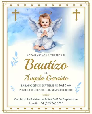 Angel Themed Baptism Celebration Invitation Flyer Template