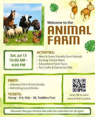 Animal Farm Visit and Activities Flyer Template
