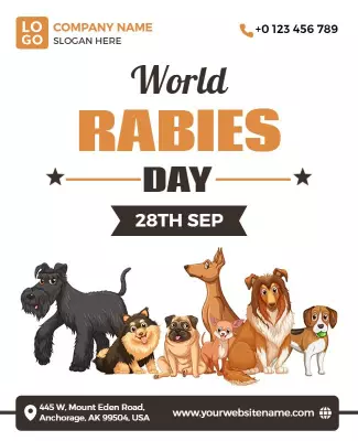 Animal-Themed World Rabies Day Awareness Poster Template