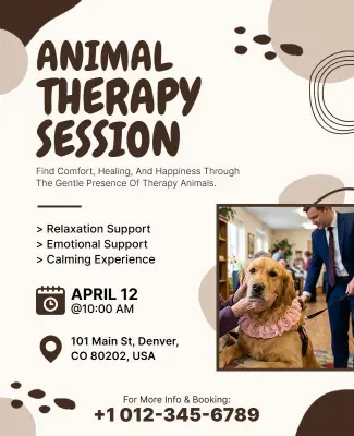 Animal Therapy Session Promotion Flyer Template