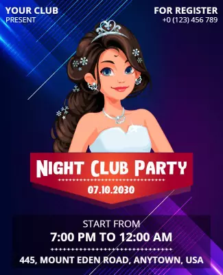 Animated Character Night Club Event Flyer Template