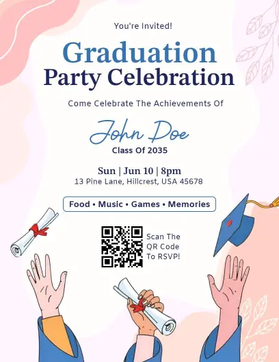 Animated Graduation Celebration Party Invitation Flyer Template