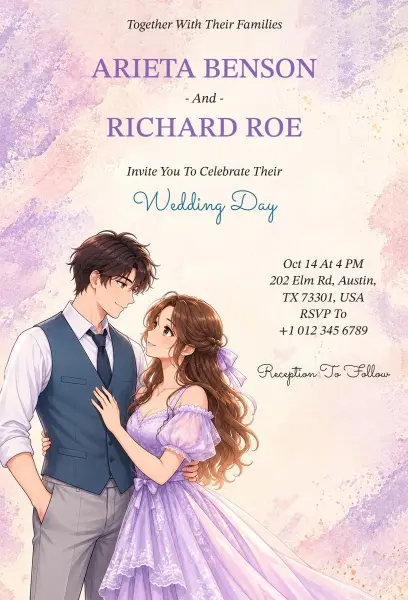 Anime Style Wedding Event Invitation Template