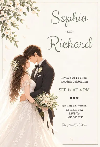 Anime Wedding Celebration Invitation Template