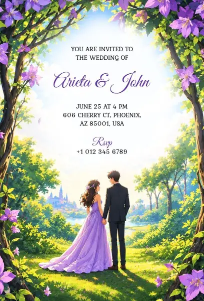 Anime Wedding Ceremony Invitation Template