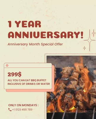 Anniversary Bbq Buffet Special Offer Flyer Template