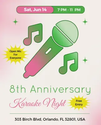Anniversary Karaoke Night Event Flyer Template