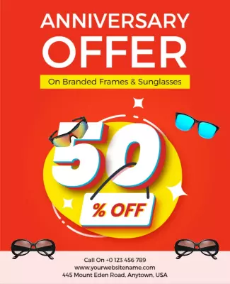 Anniversary Sale on Sunglasses and Frames Flyer Template