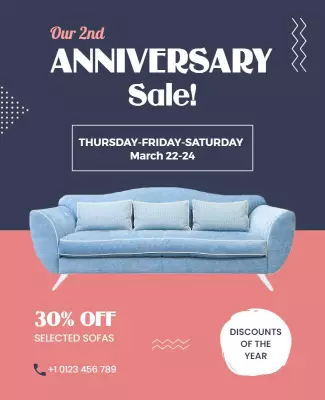 Anniversary Sofa Sale Discount Flyer Template