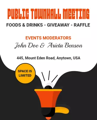 Bold Modern Public Townhall Meeting Announcement Flyer Template