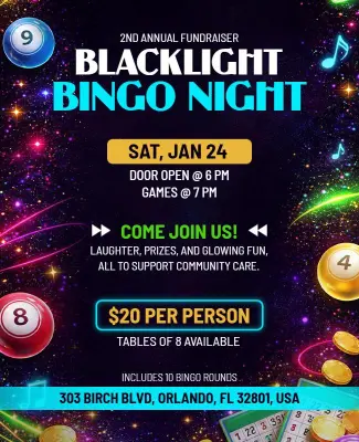 Annual Blacklight Bingo Night Fundraiser Flyer Template
