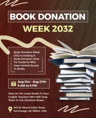 Annual Book Donation Week Event Flyer Template