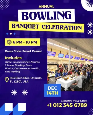 Annual Bowling Banquet Celebration Flyer Template