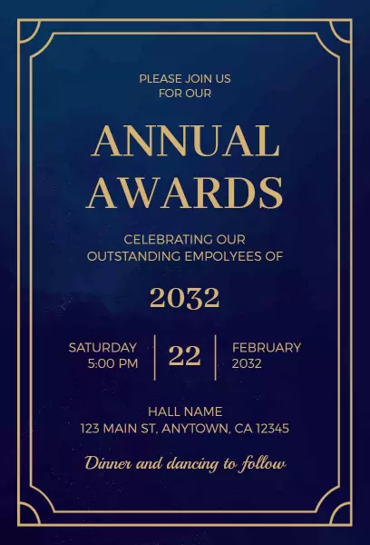Annual Celebration Employee Recognition Awards Ceremony Invitation Template