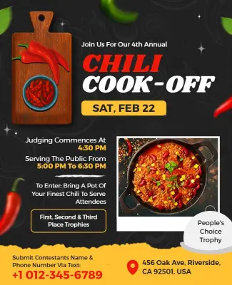 Annual Chili Cook-Off Competition Event Flyer Template