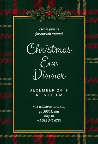Annual Christmas Eve Dinner Celebration Invitation Template