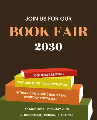 Annual Community Book Fair Event Flyer Template