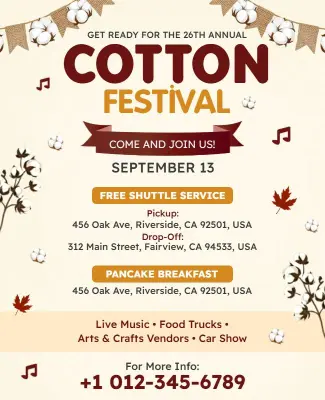 Annual Cotton Festival Celebration Flyer Template
