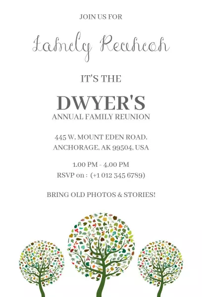Annual Dwyer's Family Reunion Nature Theme Invitation Template