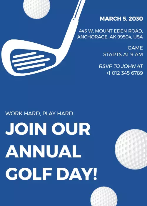 Annual Golf Day Competitive Sports Invitation Template