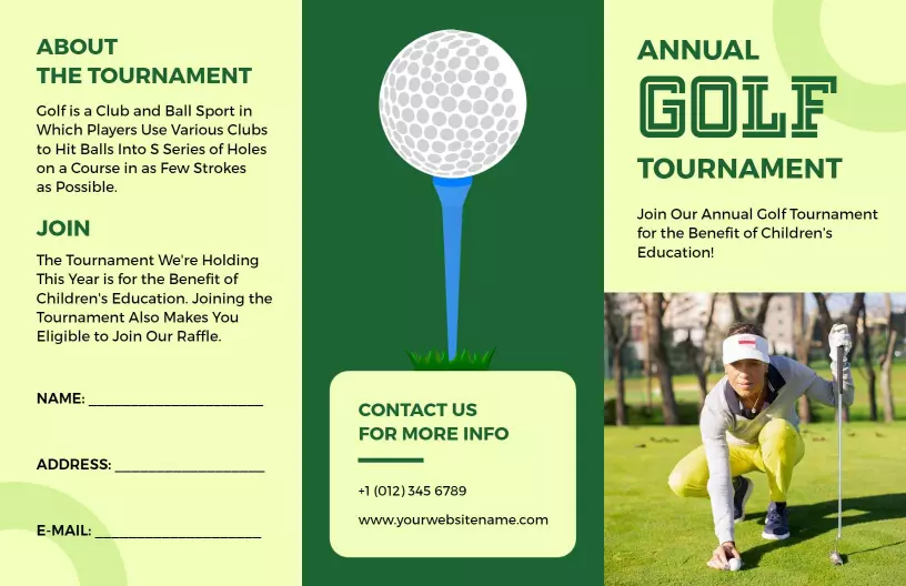 Annual Golf Tournament Charity Event Registration Brochure Template
