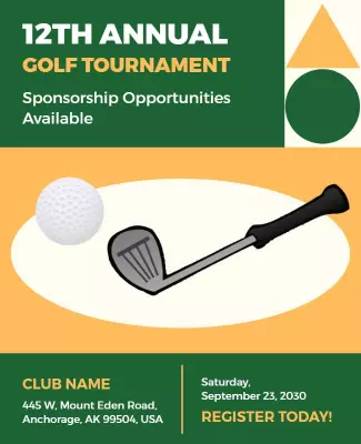 Modern Green Golf Tournament Sponsorship Opportunities Flyer Template