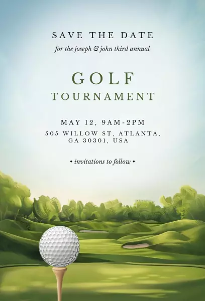 Annual Golf Tournament Save The Date Invitation Template