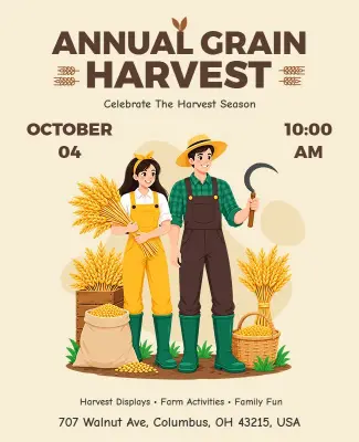 Annual Grain Harvest Festival Poster Template