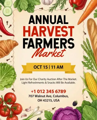 Annual Harvest Farmers Market Event Poster Template