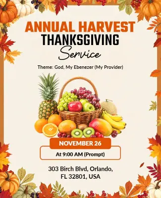 Annual Harvest Thanksgiving Service Poster Template