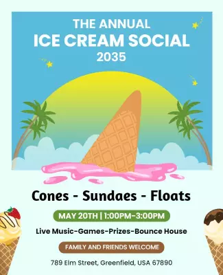 Annual Event Ice Cream Social Flyer Template