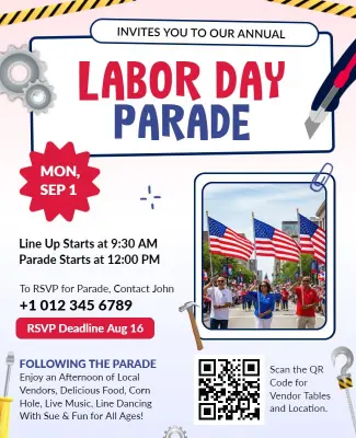 Annual Labor Day Parade Celebration Flyer Template