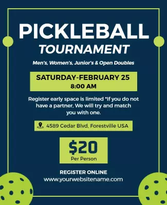 Annual Pickleball Tournament Event Flyer Template