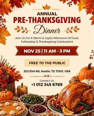 Annual Pre-Thanksgiving Dinner Celebration Flyer Template