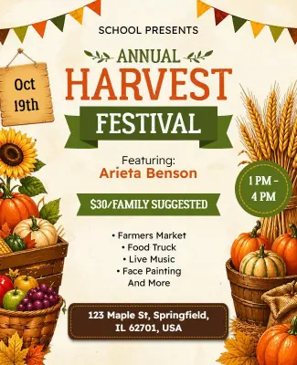 Annual School Harvest Festival Poster Template