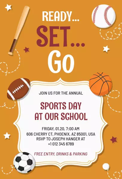 Annual School Sports Day Celebration Invitation Template
