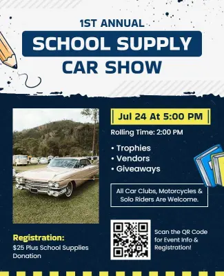 Annual School Supply Car Show Flyer Template