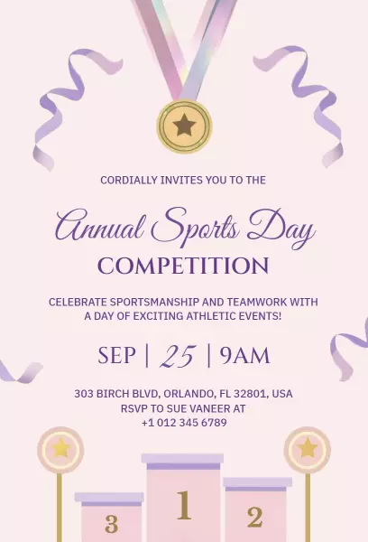 Annual Sports Day Competition Celebration Invitation Template